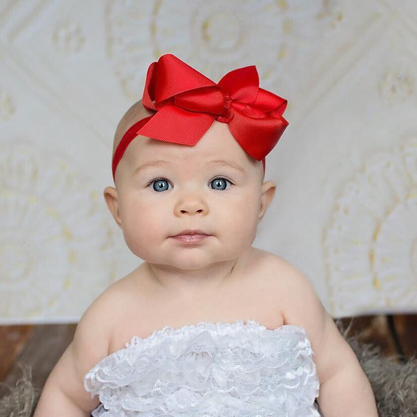 Red hair bow headband baby discount